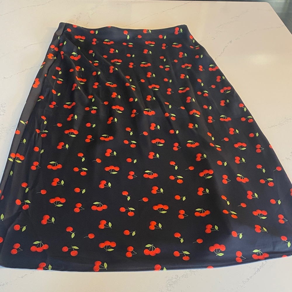 Cherry Print Black Skirt
